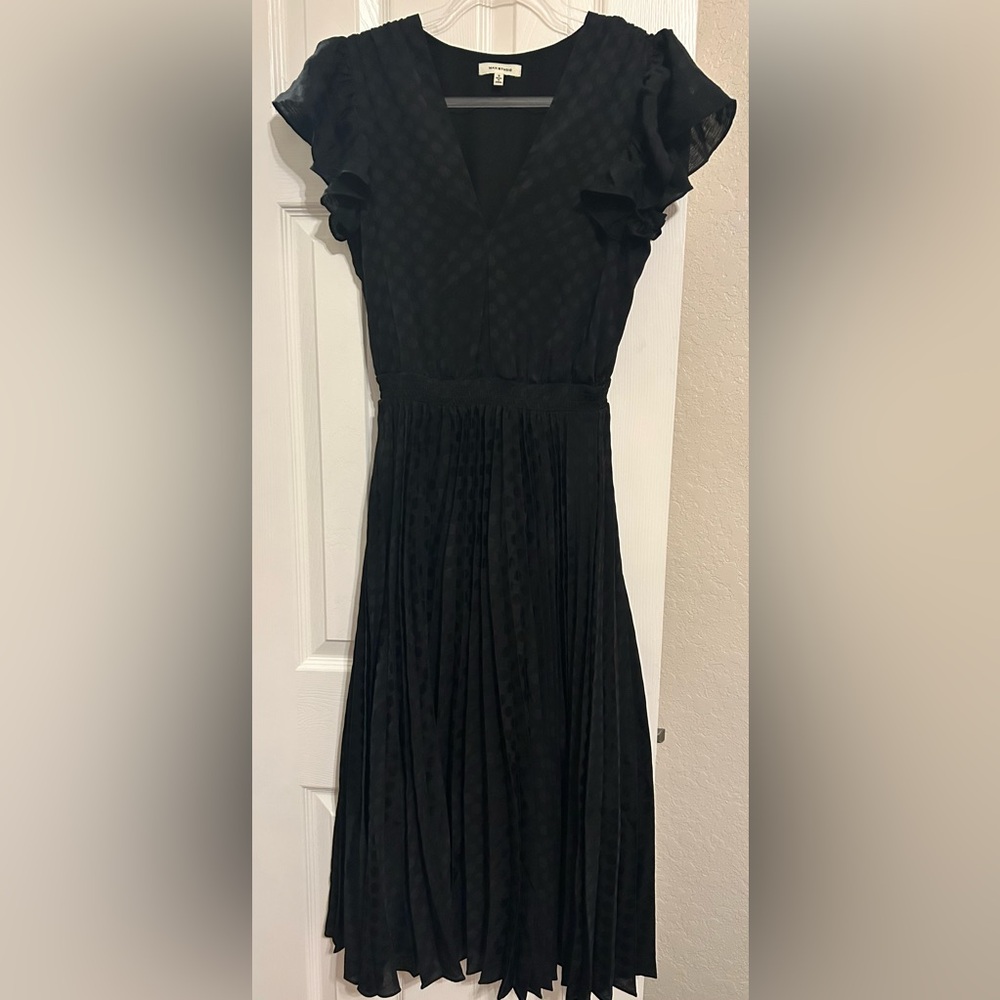 Max Studio Black Midi Pleated Dress